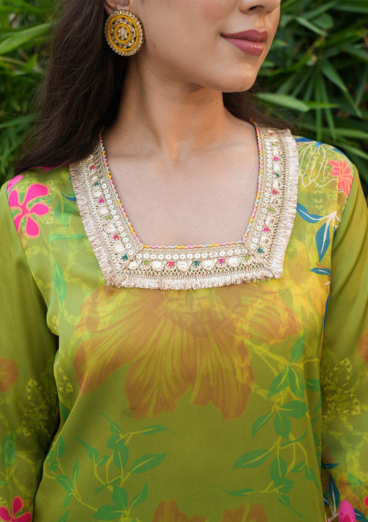 Sunehri Co-Ord Set - Green