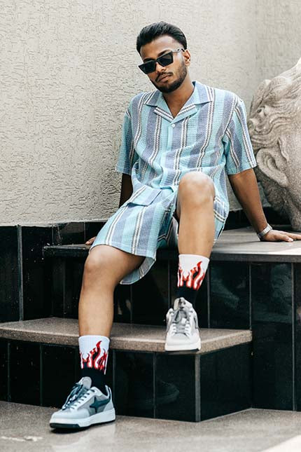 BOHO BLUE SHORTS SET(MENS)