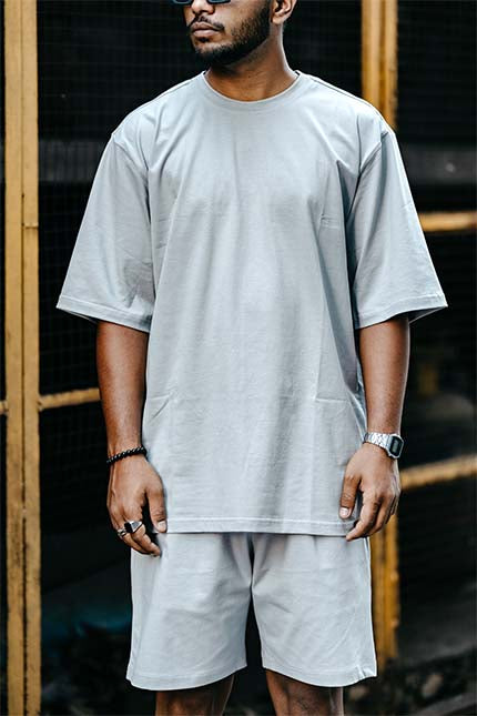 Thunder Grey 3 Piece Oversized Short Set