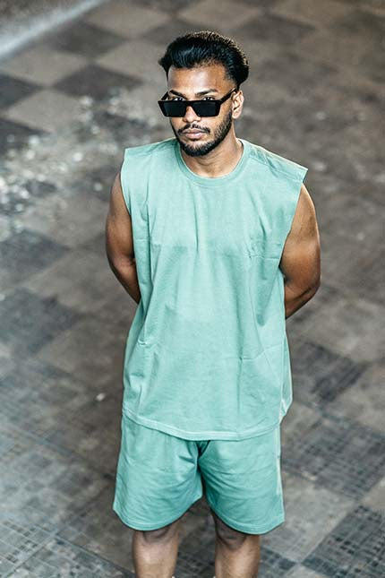 Thunder Mint Green 3 Piece Oversized Short Set