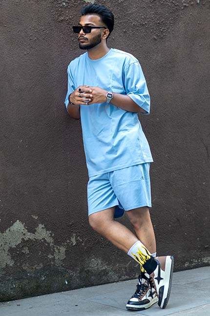 Thunder Blue 3 Piece Oversized Short Set