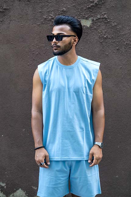 Thunder Blue 3 Piece Oversized Short Set