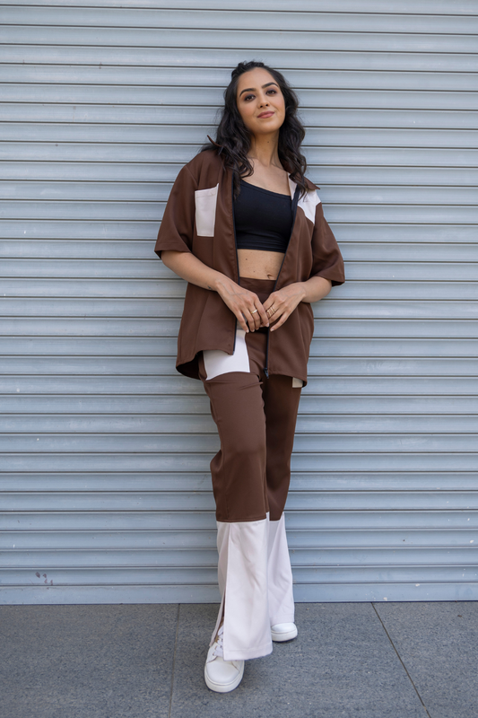 DOUBLE TROUBLE CO-ORD SET (BROWN) - WOMEN'S