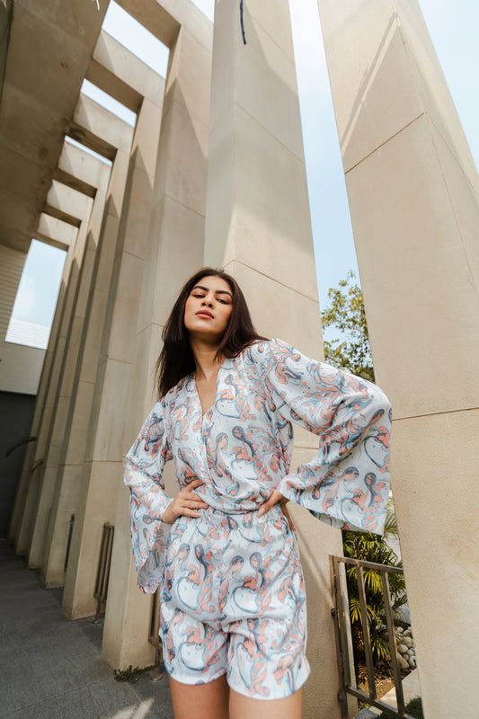 WHITE MARBLE PLAYSUIT