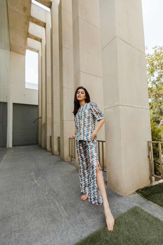 BLUE WAVE CO-ORD SET (WITH SLEEVE)