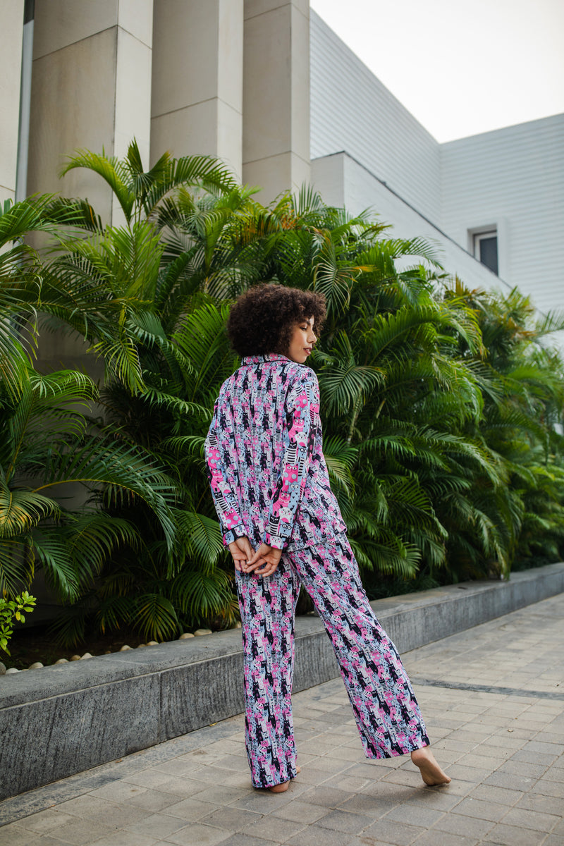 PINK CAT PJ SET (FULL SLEEVES)