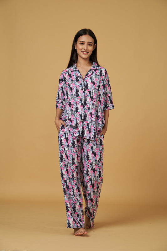 PINK CAT PJ SET (WITH BELT)