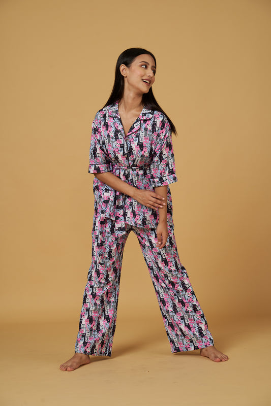 PINK CAT PJ SET (WITH BELT)