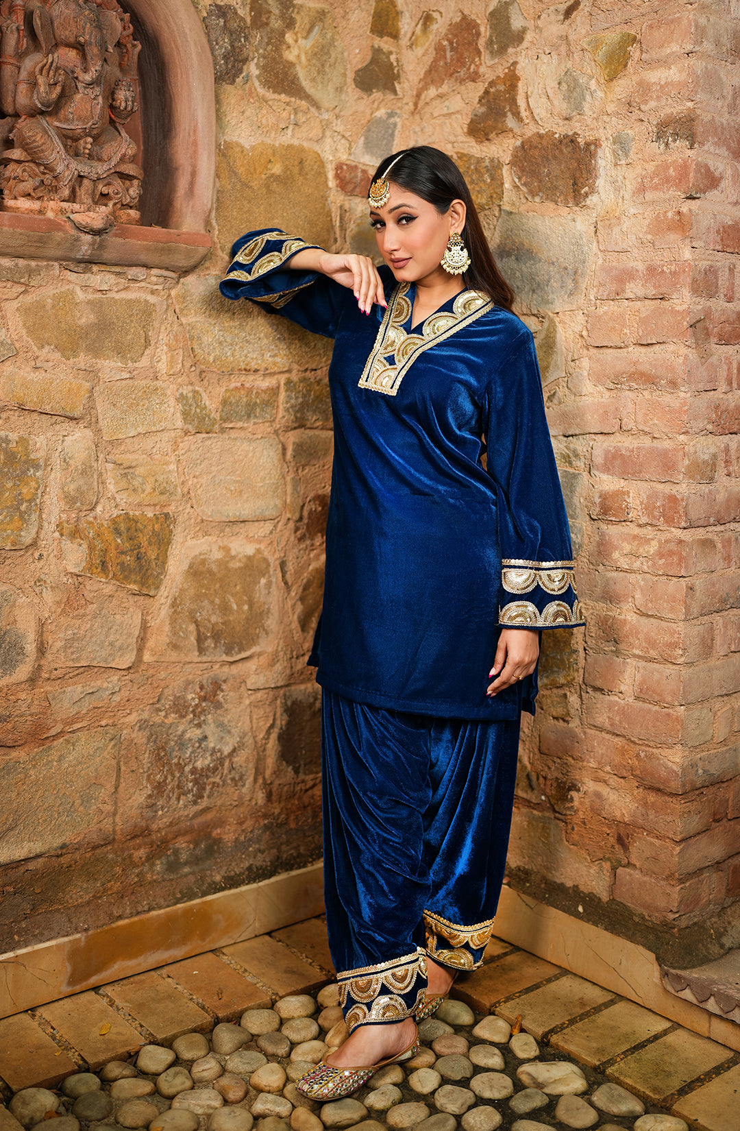 Patiala Velvet Set - Blue