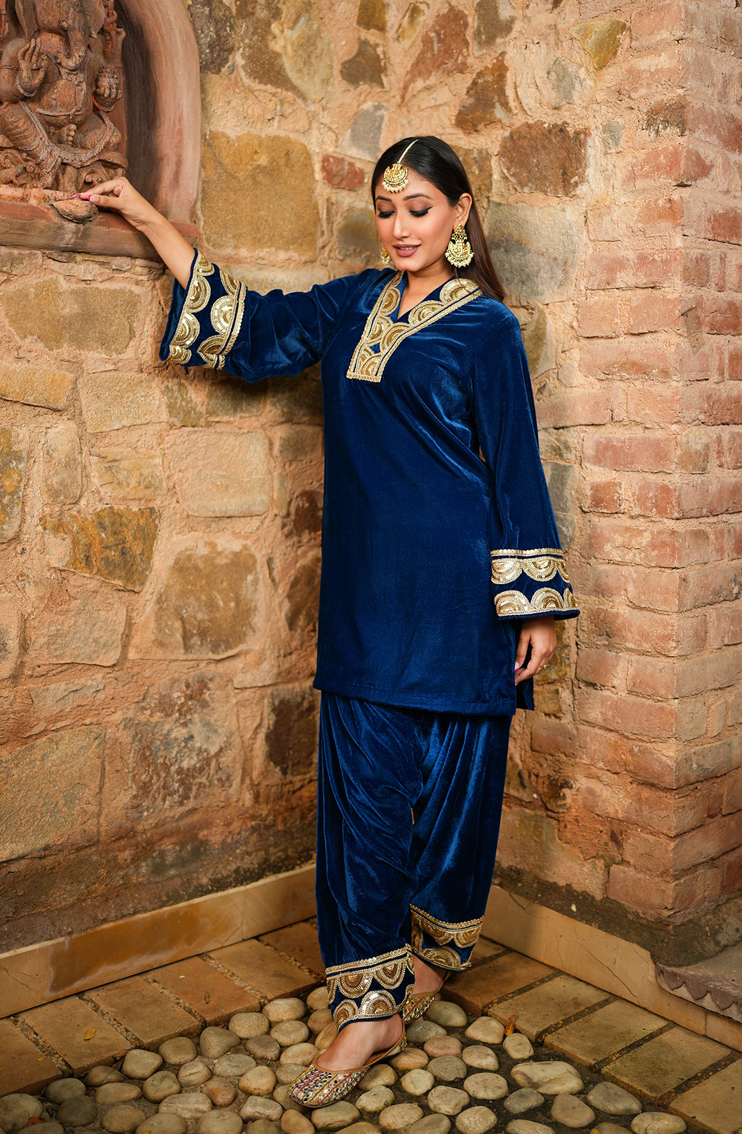 Patiala Velvet Set - Blue