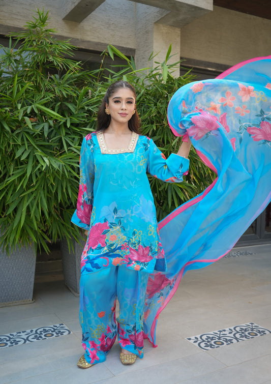 Sunehri Co-Ord Set - Blue