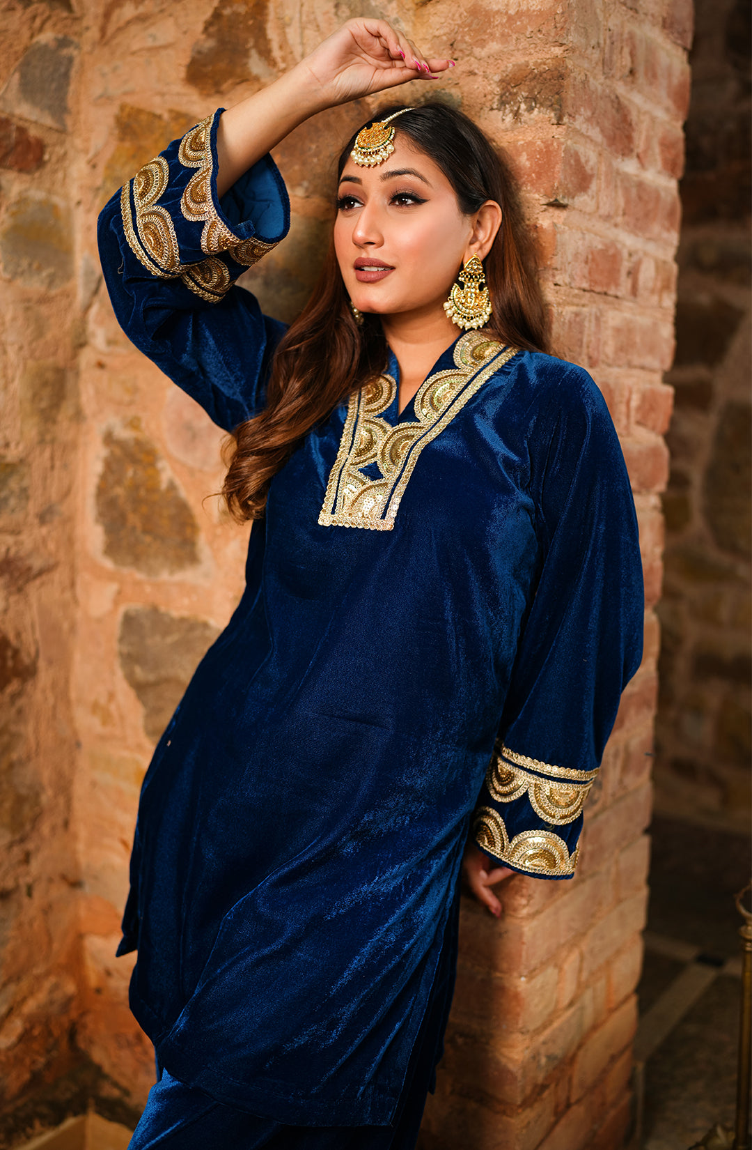 Patiala Velvet Set - Blue