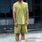 Thunder Olive Green 3 Piece Oversized Short Set