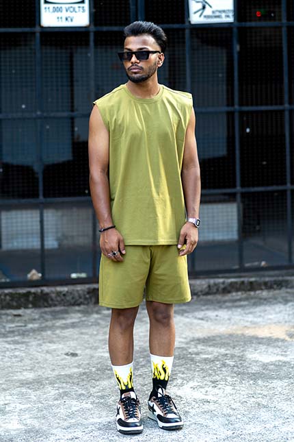 Thunder Olive Green 3 Piece Oversized Short Set