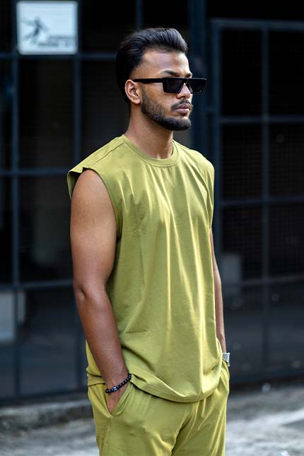 Thunder Olive Green 3 Piece Oversized Short Set