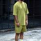 Thunder Olive Green 3 Piece Oversized Short Set