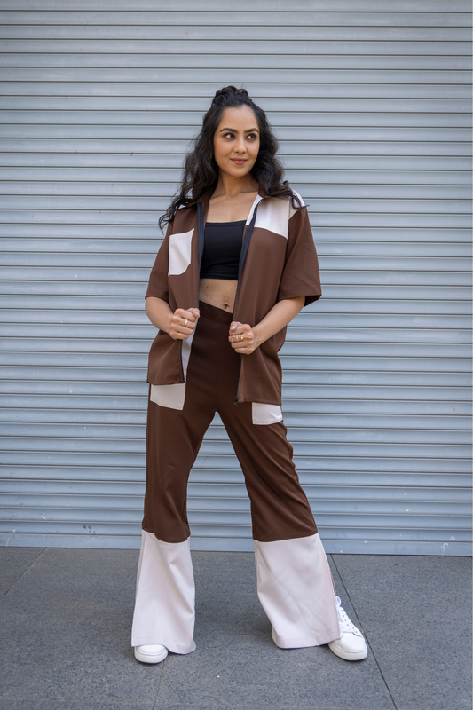 DOUBLE TROUBLE CO-ORD SET (BROWN) - WOMEN'S