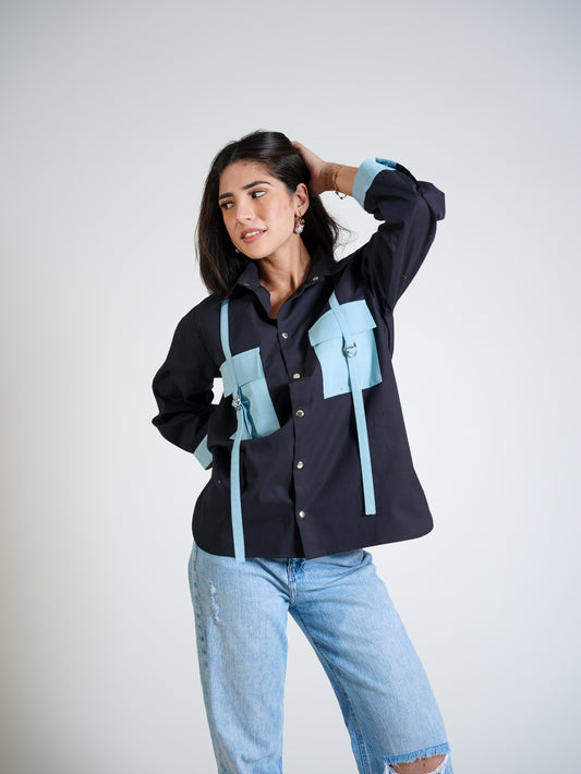 BLACK DENIM SHIRT