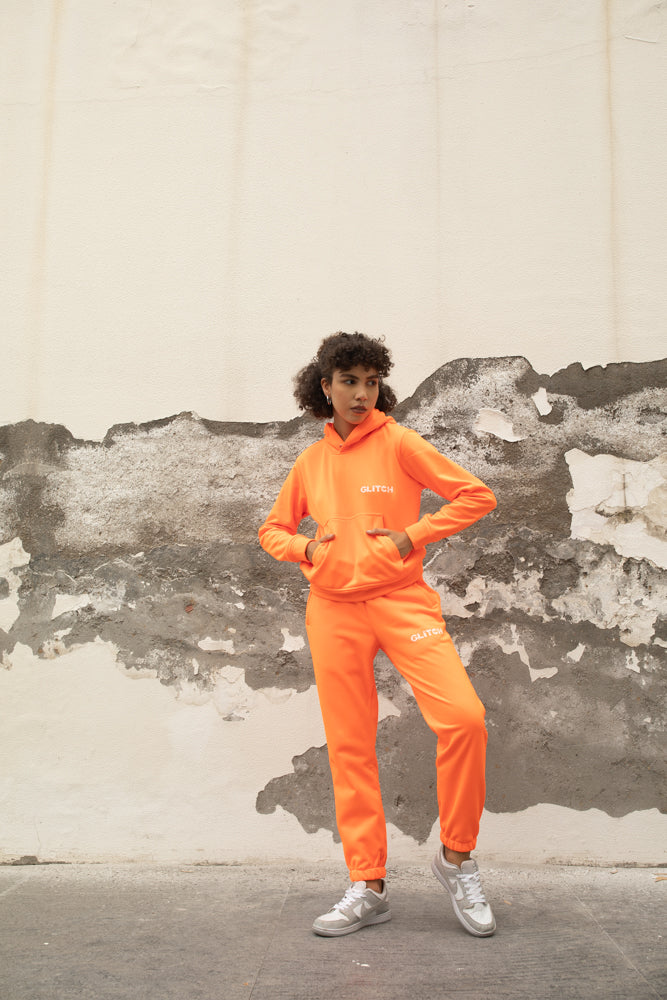 GLITCH HOODIE SET - ORANGE (WOMEN)