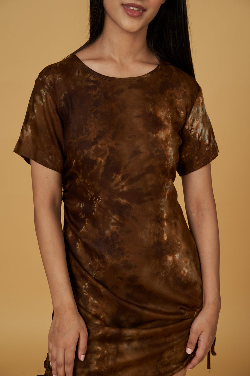 TIE & DYE DRESS (BROWN)
