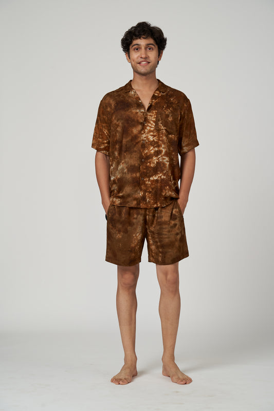 GLITCH SHORTS SET (BROWN)